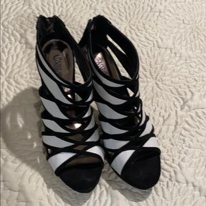 Black and white heels